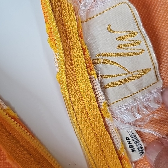 Patty Woodard Vtg 70's argyle dress, yellow orange white, SL, fitted, A-line - Picture 6 of 10